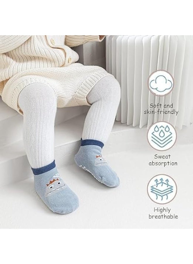 6 Pair Baby Anti-Slip Ankle Socks, Cute Cartoon Animal Grips Socks, Non Slip Warm Socks, Floor Socks with Grips, Elastic and Breathable for Infants, Toddler, Boys, Girls, 3-5 Years - Image 3