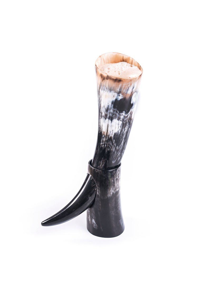 Norse Tradesman Norse Tradesman Genuine 12 OxHorn Viking Drinking Horn with Fitted Horn Stand  Burlap Gift Sack  The Original 12Inches High Polish 
