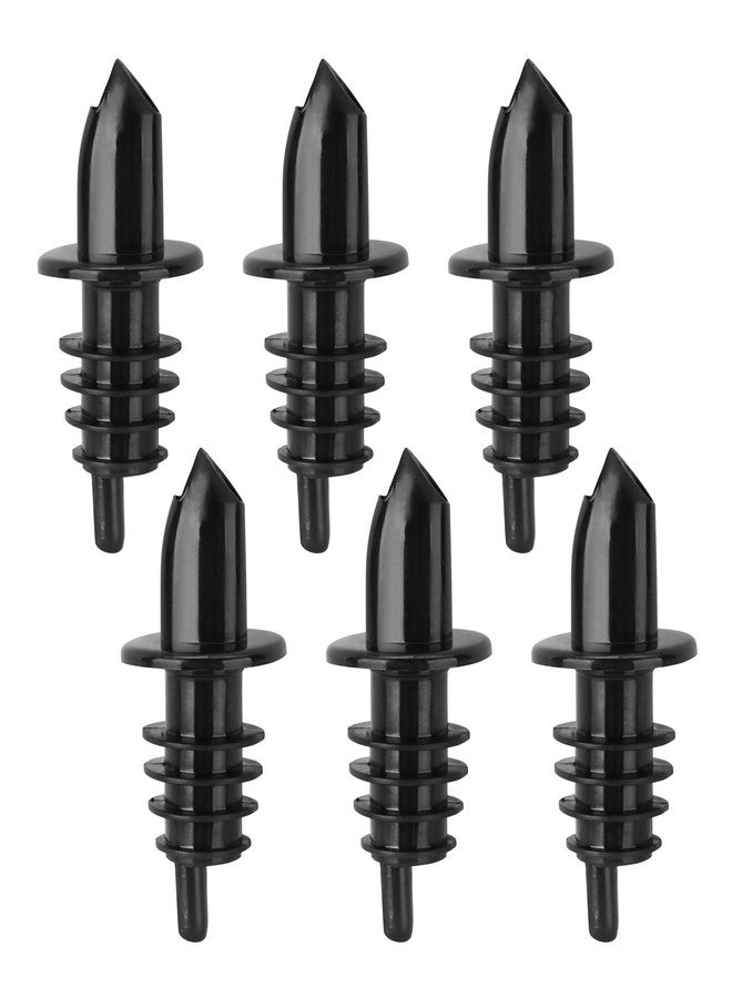 New Star Foodservice 48476 Plastic Liquor Free Flow Pourer Stopper, Black, Set of 6 - Image 1