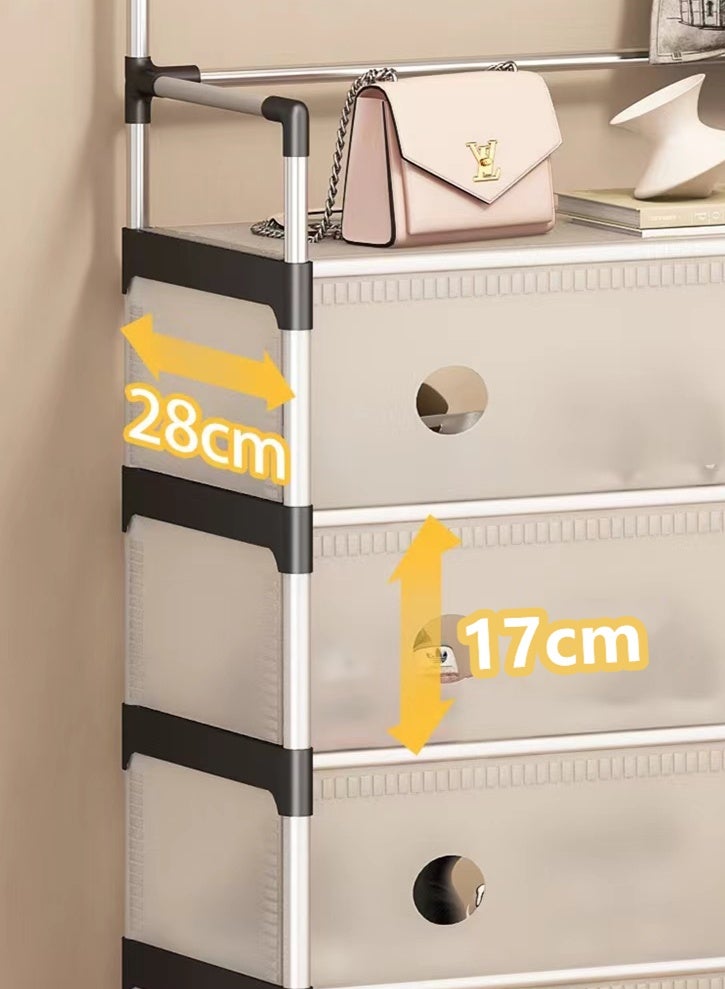 Kutis 5-Tier Stainless Steel Coat and Shoes Rack Clothes Rack Storage Organizer With Hook for Home 63x28x172 cm - Image 3