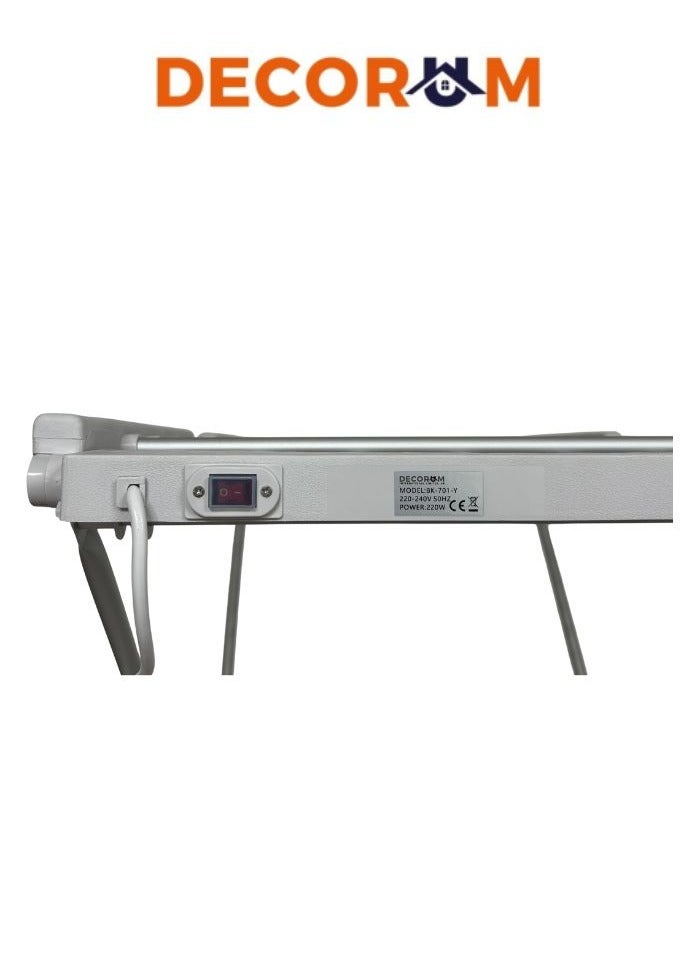 ديكوروم ديكورم منشر ملابس كهربائي قابل للطي مزود بالتسخين – منشر تجفيف سريع، خفيف الوزن وقابل للحمل، مجفف غسيل داخلي. - Image 3