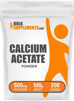 BULKSUPPLEMENTS.COM .com Calcium Acetate Powder - Calcium Supplement - Food Grade & Gluten Free, 500mg (125mg Calcium) per Serving, 100g (3.5 oz) (Pack of 1)  - Image 1