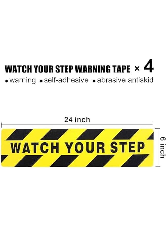 MOXO Watch Your Step Floor Decals Stickers 6 x 24 Inch Warning Sticker Adhesive Tape Anti Slip Abrasive Tape for Workplace  Wet Floor Caution 4 s - Image 2