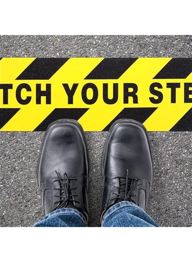 MOXO Watch Your Step Floor Decals Stickers 6 x 24 Inch Warning Sticker Adhesive Tape Anti Slip Abrasive Tape for Workplace  Wet Floor Caution 4 s - Image 3