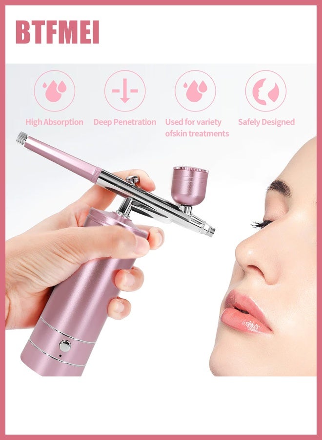 BTFMEI Nail Art Airbrush Pen Set, Portable Handheld Cordless Mini Rechargeable Air Brush for Makeup for Barber, Nail Art, Cake Decor, Makeup, Model Painting (Pink) - Image 2