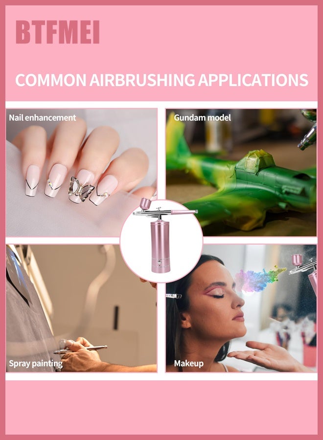 BTFMEI Nail Art Airbrush Pen Set, Portable Handheld Cordless Mini Rechargeable Air Brush for Makeup for Barber, Nail Art, Cake Decor, Makeup, Model Painting (Pink) - Image 3