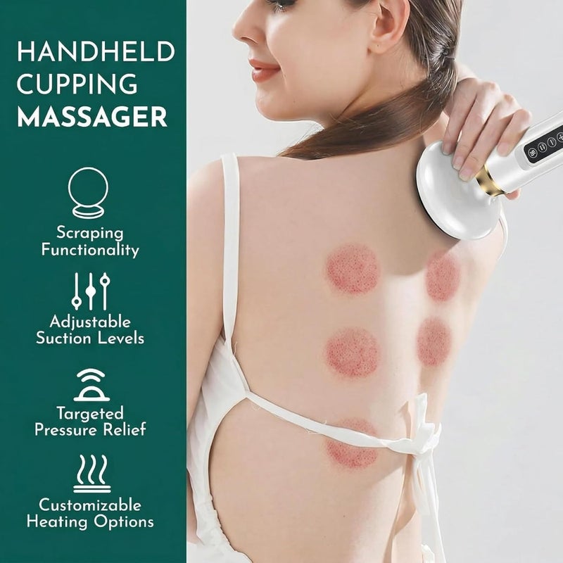 Flowerwish Handheld Cellulite Massager,Witn Ginger Essential Oil Stomach Fat Massager, New Intelligentn Egative Pressure Cupping Massage Instrument, Cordless Rechargeable Vibrating Massager Body Shaping Machine for Arms, Legs, Back Used at Home with 12 Suction Modes (White) - Image 2
