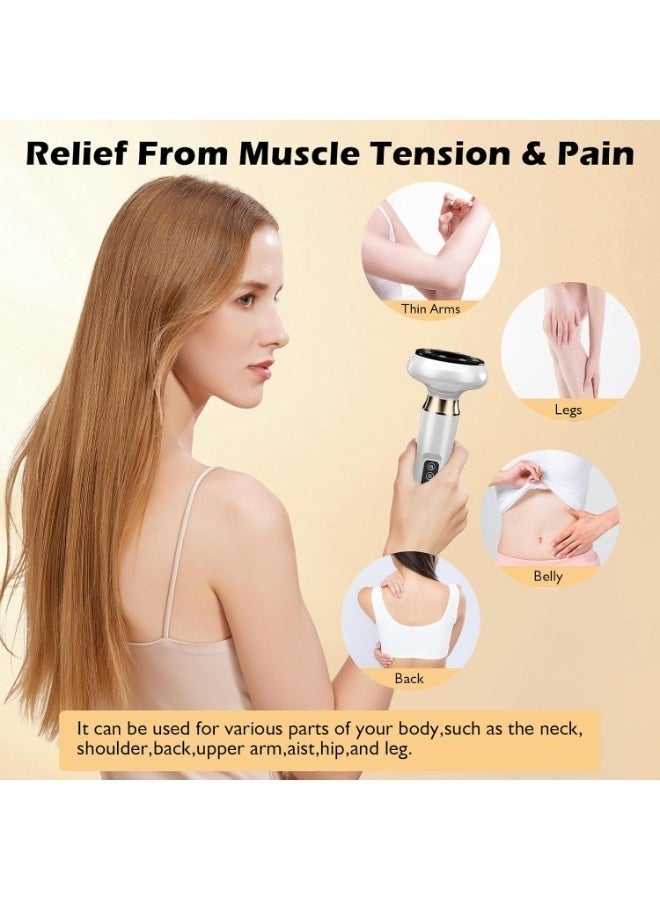 Flowerwish Handheld Cellulite Massager,Witn Ginger Essential Oil Stomach Fat Massager, New Intelligentn Egative Pressure Cupping Massage Instrument, Cordless Rechargeable Vibrating Massager Body Shaping Machine for Arms, Legs, Back Used at Home with 12 Suction Modes (White) - Image 4