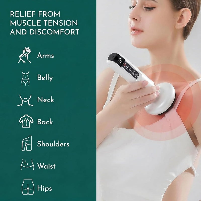 Flowerwish Handheld Cellulite Massager,Witn Ginger Essential Oil Stomach Fat Massager, New Intelligentn Egative Pressure Cupping Massage Instrument, Cordless Rechargeable Vibrating Massager Body Shaping Machine for Arms, Legs, Back Used at Home with 12 Suction Modes (White) - Image 5
