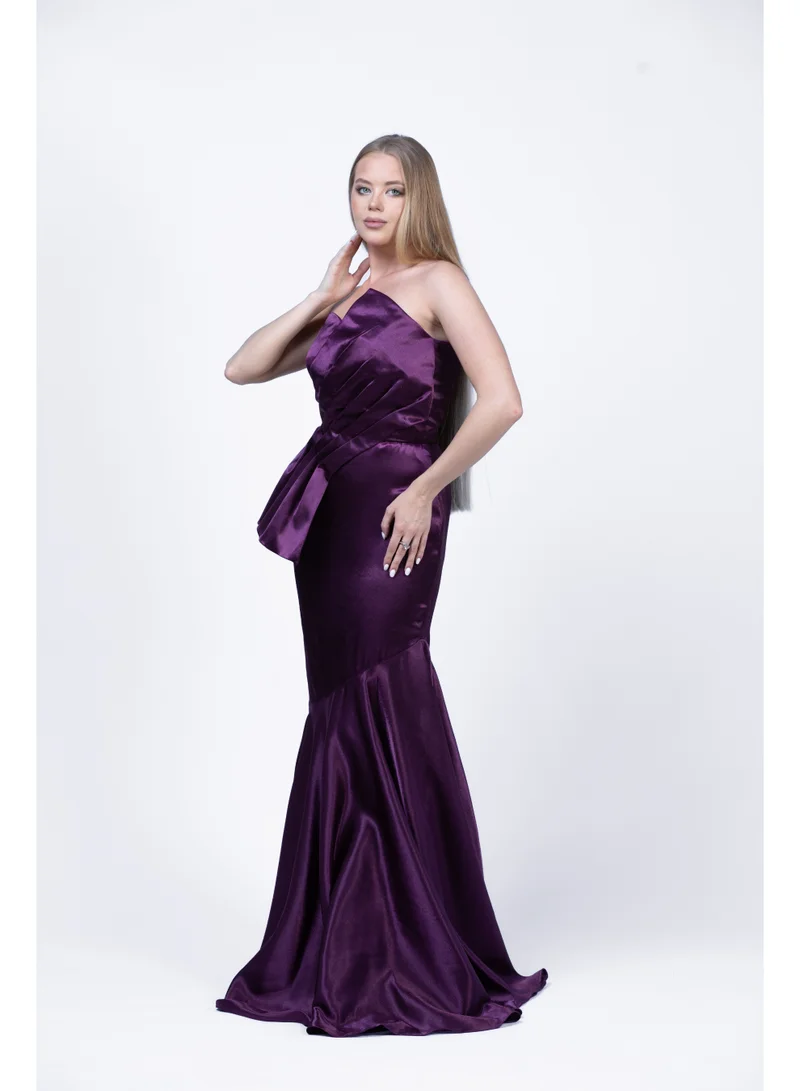 Fashonara  Ruffled Tube Evening Gown for Women | Elegant Formal & Partywear Dress for Women | Best Price UAE