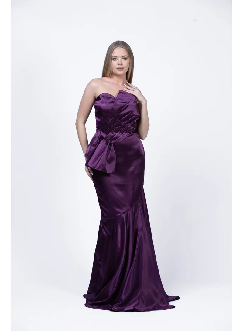 Fashonara  Ruffled Tube Evening Gown for Women | Elegant Formal & Partywear Dress for Women | Best Price UAE