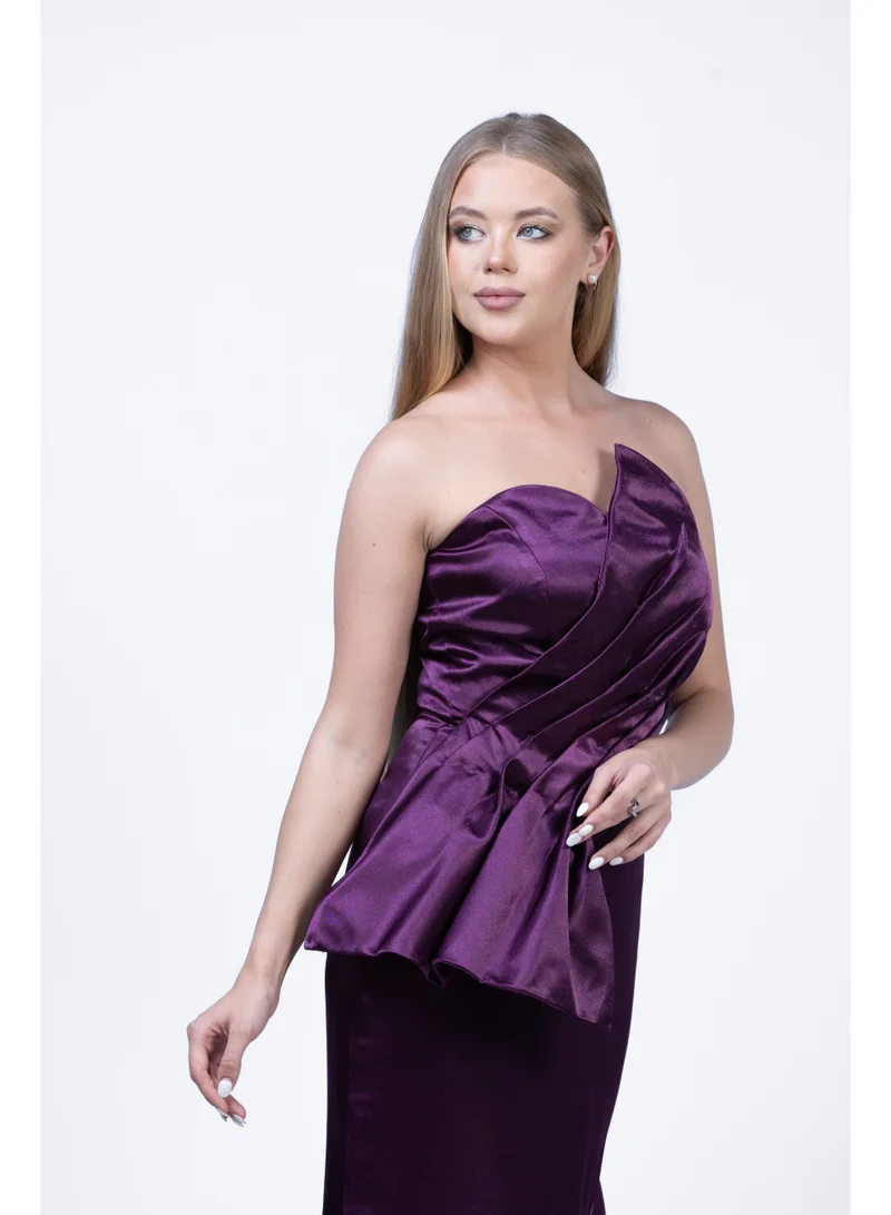 Fashonara  Ruffled Tube Evening Gown for Women | Elegant Formal & Partywear Dress for Women | Best Price UAE