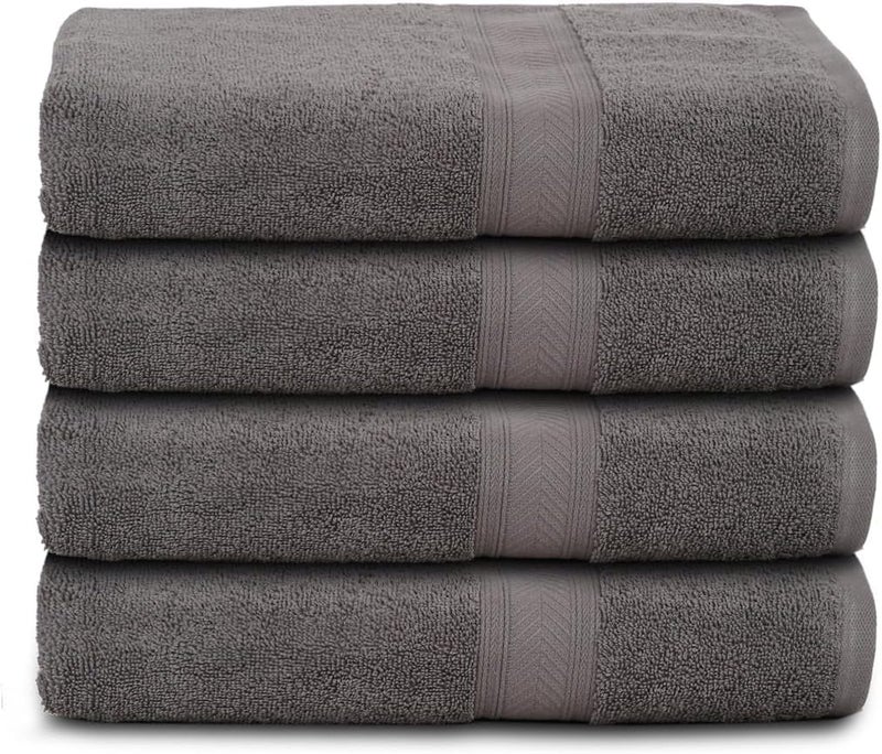 Casa Lino 500 GSM 4 Pack Bath Towels (27x54)  100% Pure Cotton  Luxury Bath Towels  Lightweight & Highly Absorbent  Quick Drying Towels for Bathroom  for Daily Use Bathroom  Charcoal