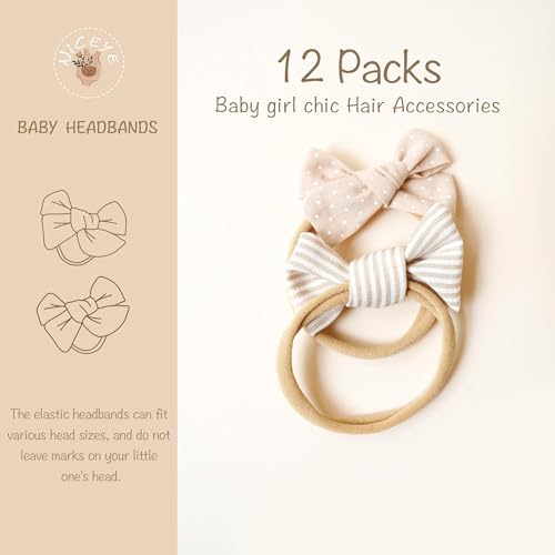Niceye Baby Girl Bows and Headbands, Stretchy Nylon Hairbands Hair Bows for Newborns, Infants, Toddlers - Handmade Baby Hair Accessories for Girls - Image 2