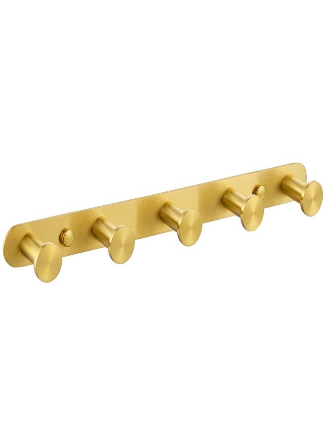 Angle Simple Towel Hook Rack Brushed Dark Gold, SUS304 Stainless Steel Bathroom Hook Rail 5 Hooks, Utility Kitchen Towel Holder, Wall Mount - Image 1
