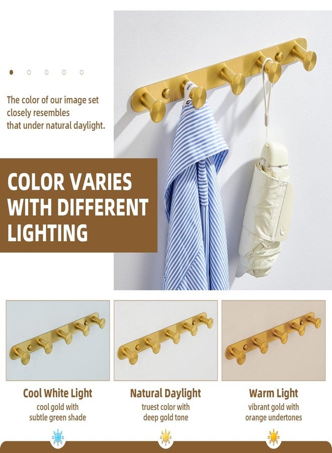 Angle Simple Towel Hook Rack Brushed Dark Gold, SUS304 Stainless Steel Bathroom Hook Rail 5 Hooks, Utility Kitchen Towel Holder, Wall Mount - Image 3
