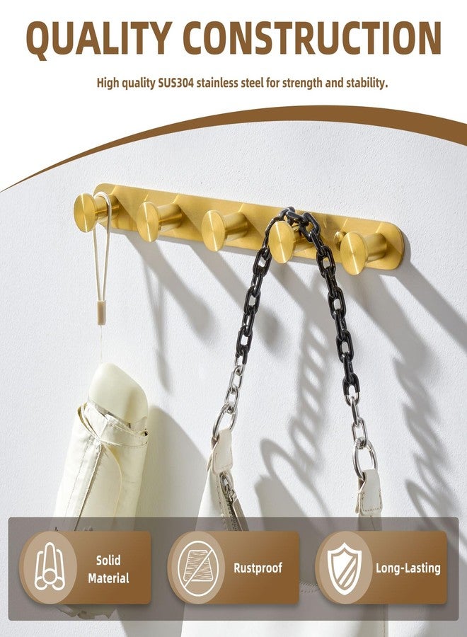 Angle Simple Towel Hook Rack Brushed Dark Gold, SUS304 Stainless Steel Bathroom Hook Rail 5 Hooks, Utility Kitchen Towel Holder, Wall Mount - Image 5