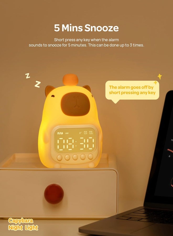 MASHI Capybara Alarm Clock with Night Light, ok to Wake Clock for Kids, Digital Alarm Clocks for Bedrooms, Snooze, Toddler Sleep Training Clock,Gift for Kids Girls Boys Teens Birthday Room Decor - Image 5