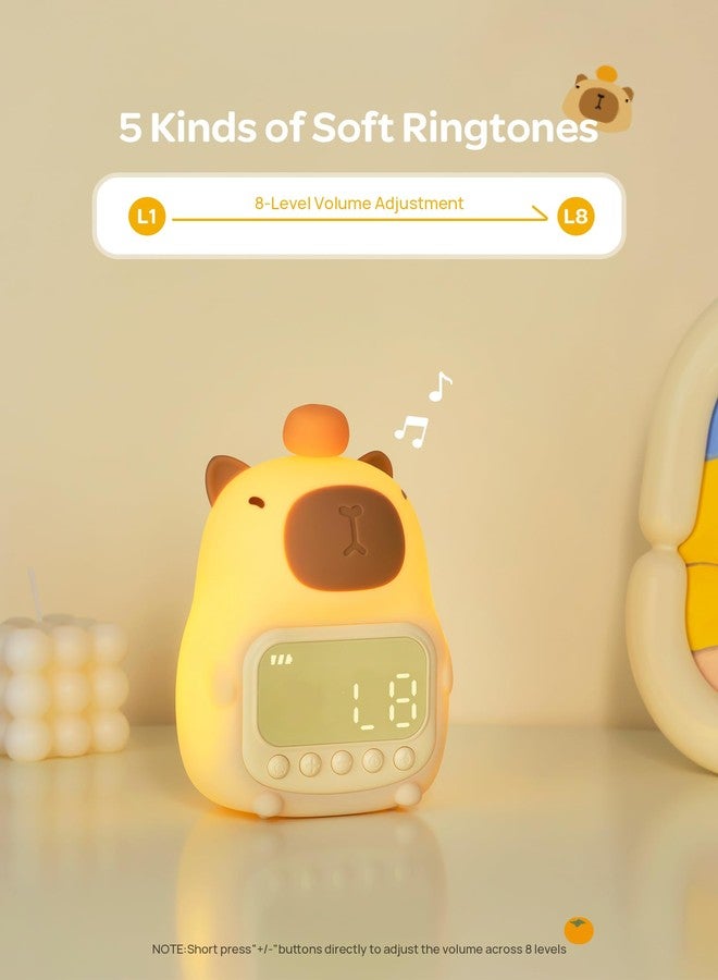 MASHI Capybara Alarm Clock with Night Light, ok to Wake Clock for Kids, Digital Alarm Clocks for Bedrooms, Snooze, Toddler Sleep Training Clock,Gift for Kids Girls Boys Teens Birthday Room Decor - Image 4
