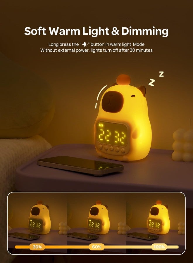 MASHI Capybara Alarm Clock with Night Light, ok to Wake Clock for Kids, Digital Alarm Clocks for Bedrooms, Snooze, Toddler Sleep Training Clock,Gift for Kids Girls Boys Teens Birthday Room Decor - Image 3