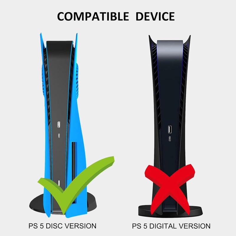 Megadream For PS5 Faceplates with Cooling Vents LED Lights, Cooling Cover Replacement Plates Shell Accessories Anti-Scratch Dustproof with RGB Lights Package for Playstation 5 Disc (Blue) - Image 2