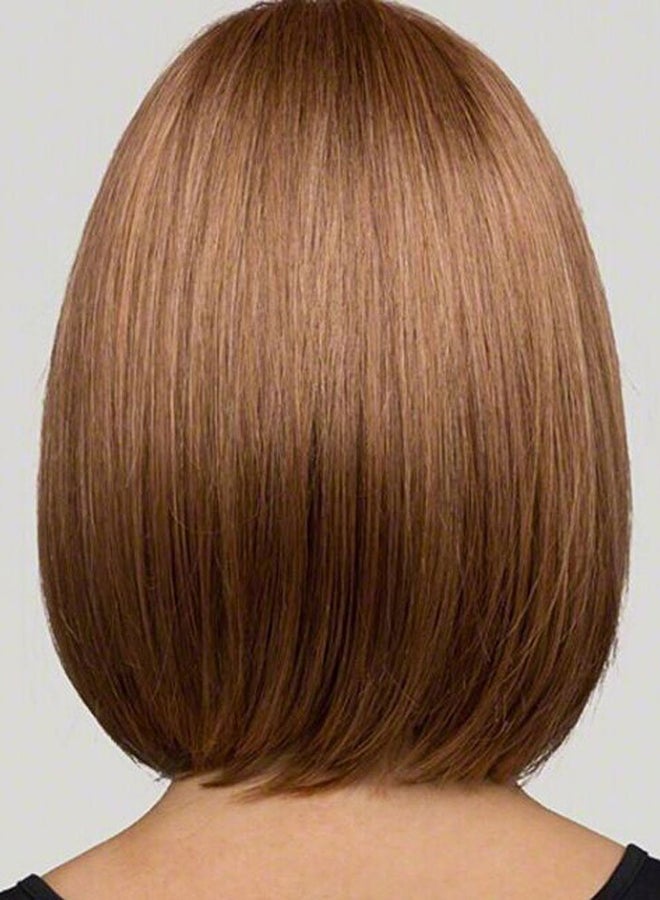 Loquat Short Straight Bob  Hair Wigs With Flat Bangs Brown - Image 2