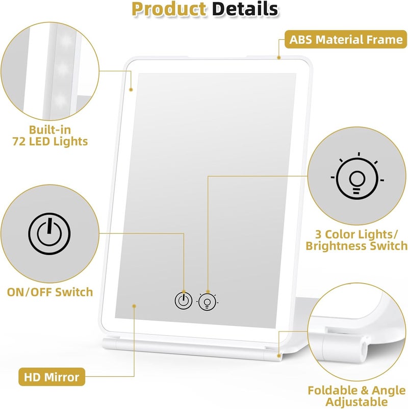 WEILY Make-Up Mirror with Lighting, Cosmetic Mirror with 5x Magnification, 3 Colours, Dimmable Touchscreen Make-Up Mirror with Light, USB Rechargeable Makeup Mirror for Travel (White) - Image 5