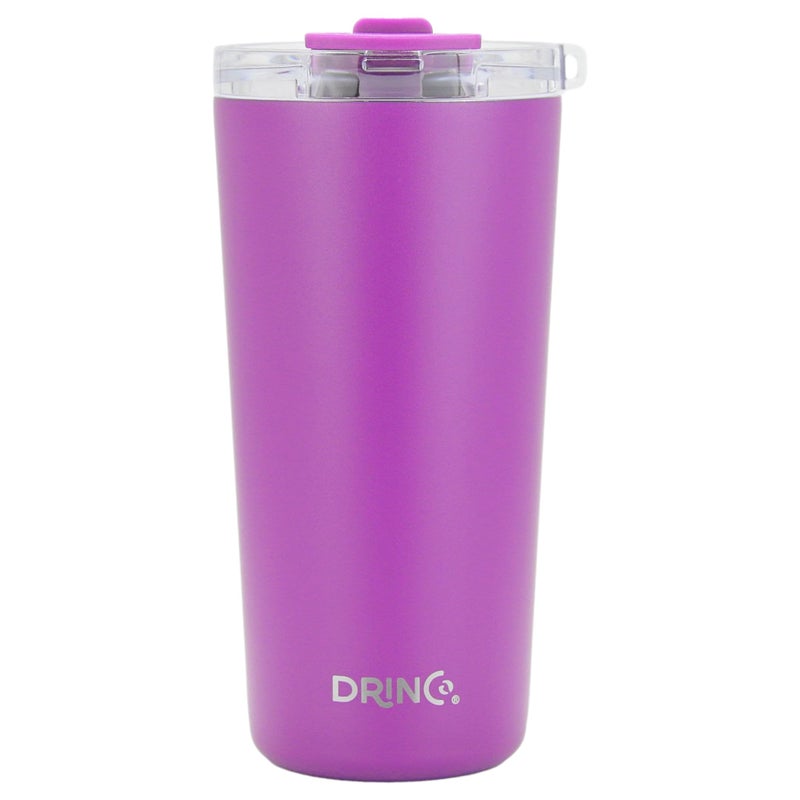 Drinco - 20 أوقية من الفولاذ المقاوم للصدأ Tumbler | مكسر معزول مزدوج الجدران مع قش غطاء 2 للمشروبات الساخنة والباردة (20 أوقية الأرجواني العميق 20 أوقية) - Image 2