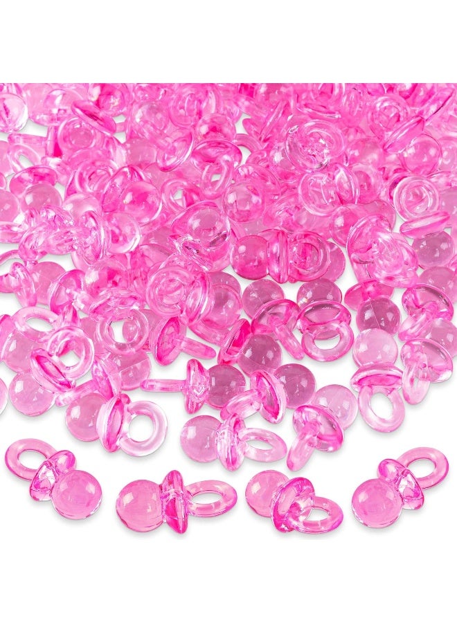 Super Z Outlet Mini Acrylic Baby Pacifiers for Baby Shower Decorations, Table Scatter, Party Favors, Games & Activities - 144 Pieces(Pink) - Image 1