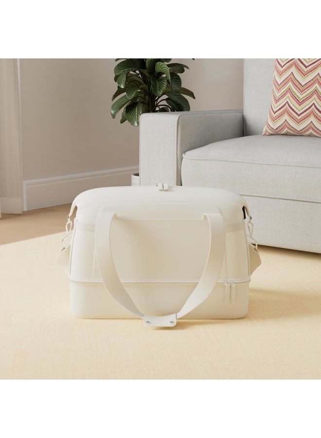 ETRONIK Gym Bag for Women, Travel Duffel Bag with Shoes Compartment, Weekender Bag with USB Charging Port, Beige, Large - Image 2