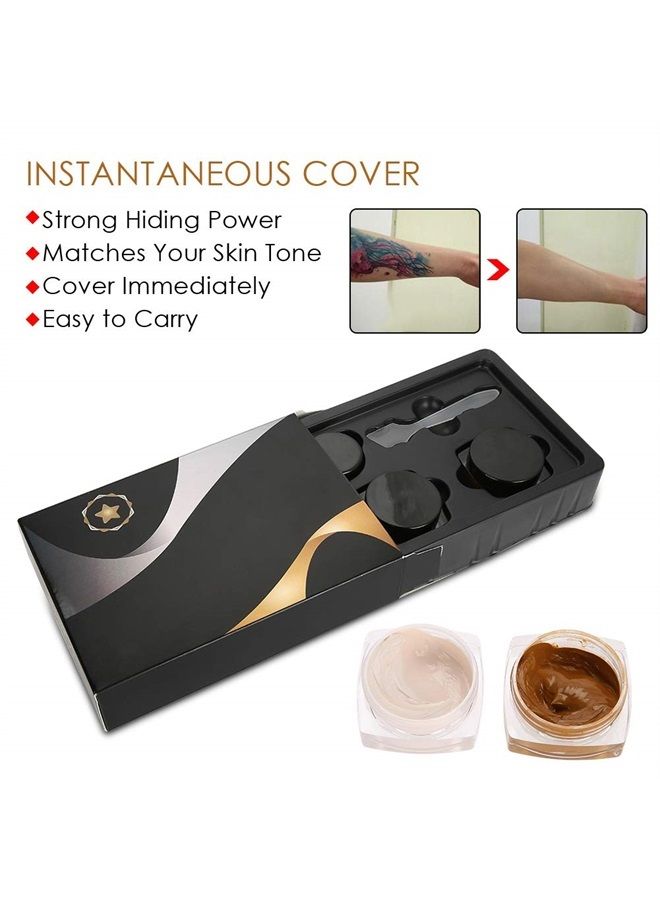 Sonew Upgrade Professional Scar Tattoo Concealer Hiding Spots Makeup Cover Cream Set Birthmarks Cover Cream Waterproof Concealer Set for Cover Tattoo Scar Birthmarks - Image 1