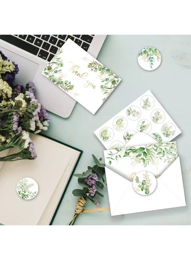32 بطاقة شكر لحفلات الزفاف مع مظاريف وملصقات - بطاقات ملاحظات أنيقة من أوراق الأوكالبتوس لحفلات الزفاف، وحفلات استقبال المولود الجديد، والذكرى السنوية، وحفلات أعياد الميلاد، والتخرج، وتقدير الأعمال - Image 4