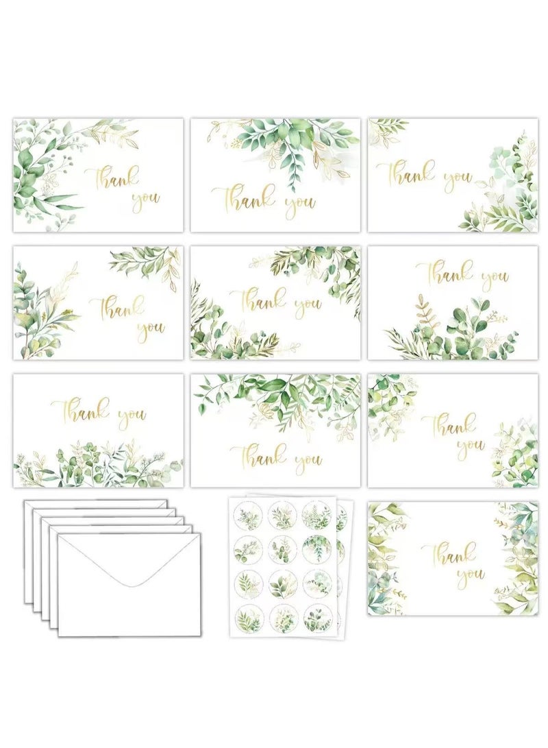 32 بطاقة شكر لحفلات الزفاف مع مظاريف وملصقات - بطاقات ملاحظات أنيقة من أوراق الأوكالبتوس لحفلات الزفاف، وحفلات استقبال المولود الجديد، والذكرى السنوية، وحفلات أعياد الميلاد، والتخرج، وتقدير الأعمال - Image 1