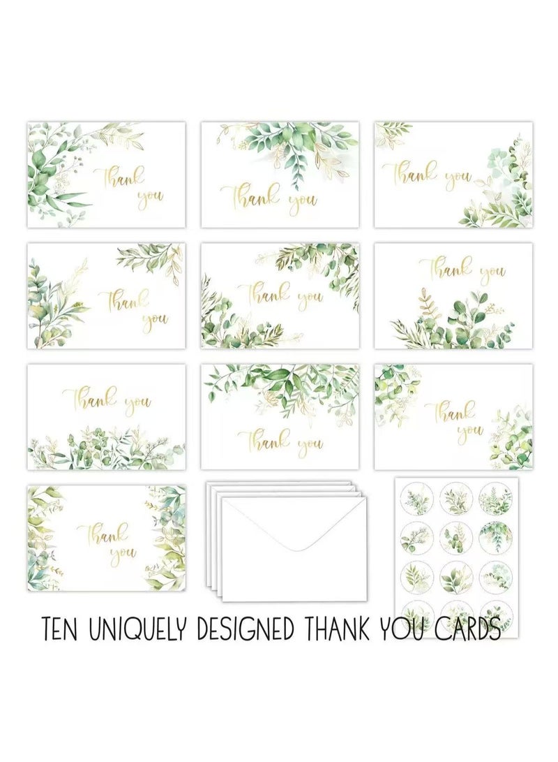 32 بطاقة شكر لحفلات الزفاف مع مظاريف وملصقات - بطاقات ملاحظات أنيقة من أوراق الأوكالبتوس لحفلات الزفاف، وحفلات استقبال المولود الجديد، والذكرى السنوية، وحفلات أعياد الميلاد، والتخرج، وتقدير الأعمال - Image 3