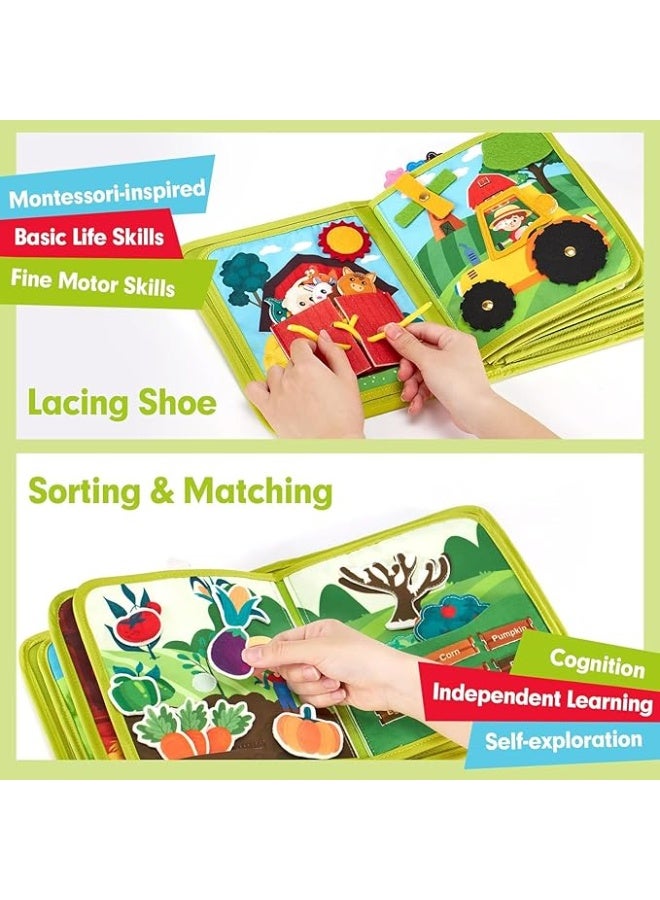 general Montessori Busy Book for Toddlers 20 in 1 Quiet Activity Book with Life Skills Cognition Sorting Kids DIY Felt Quiet Book Preschool Learning Education Toys - Image 2
