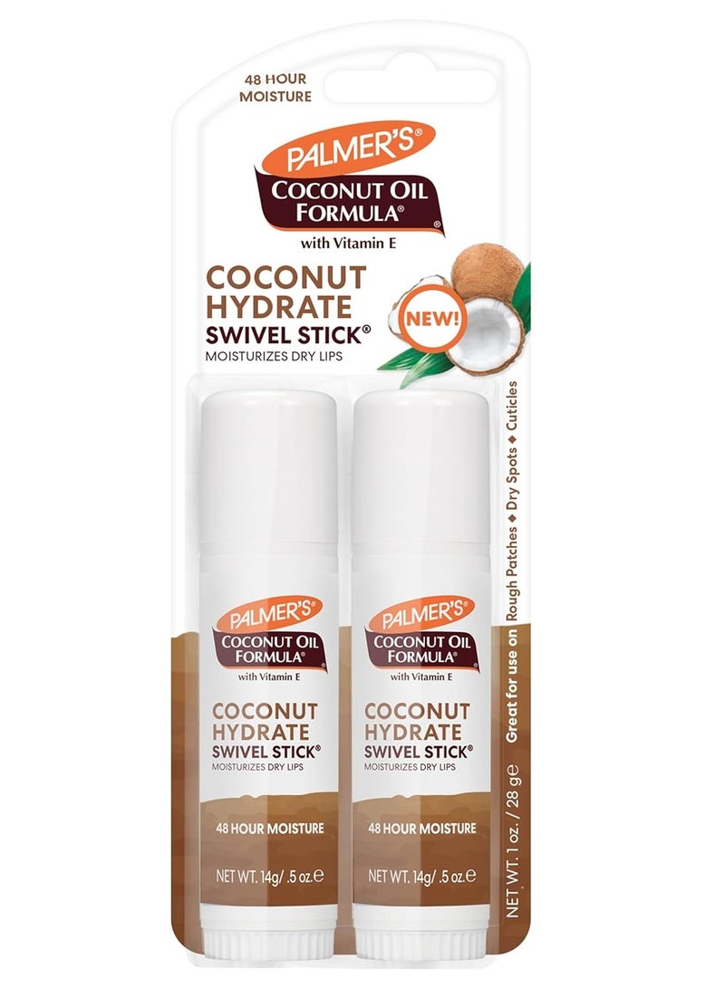 PALMER'S Palmer's Coconut Oil Formula Moisturizing Swivel Stick with Vitamin E, Lip Balm, Face & Body Moisturizer Stick, Ideal for Treating Dry Skin Patches (Pack of 2)  - Image 1