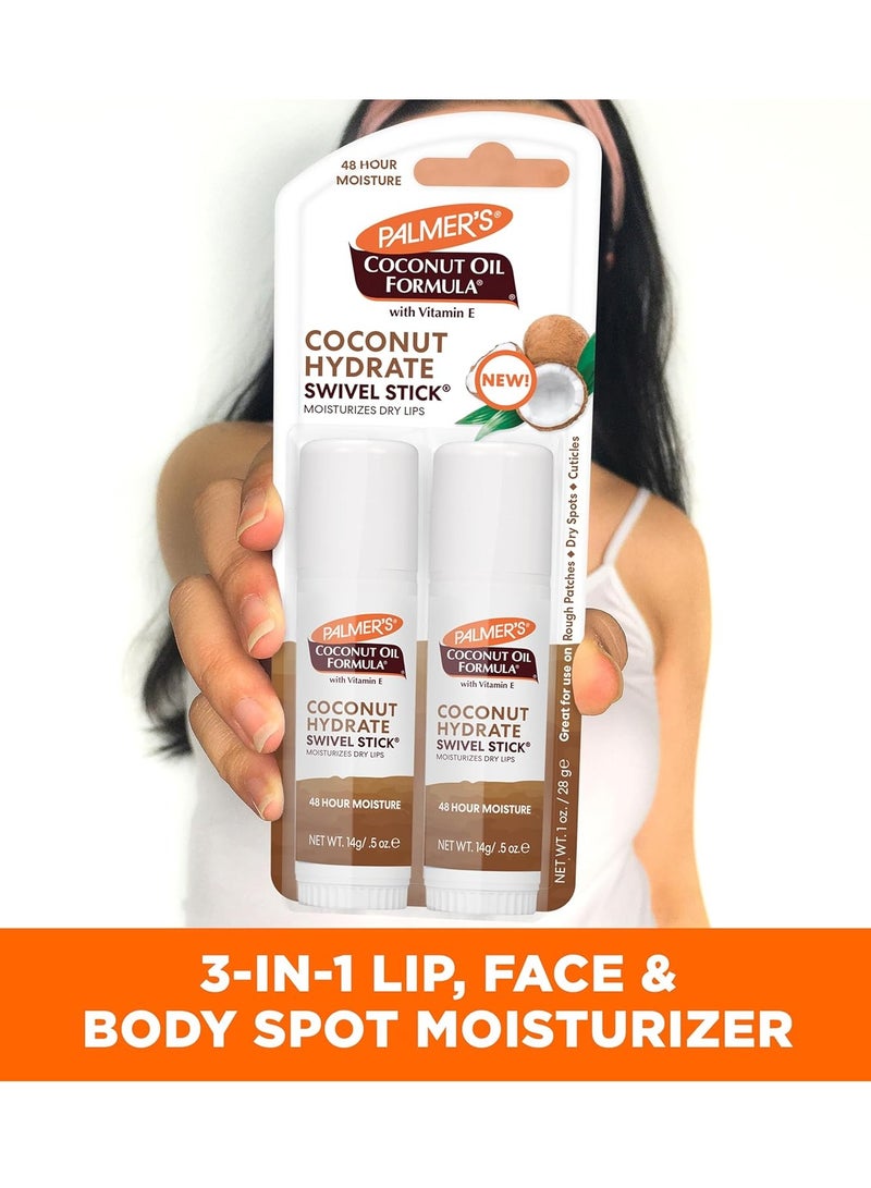 PALMER'S Palmer's Coconut Oil Formula Moisturizing Swivel Stick with Vitamin E, Lip Balm, Face & Body Moisturizer Stick, Ideal for Treating Dry Skin Patches (Pack of 2)  - Image 3