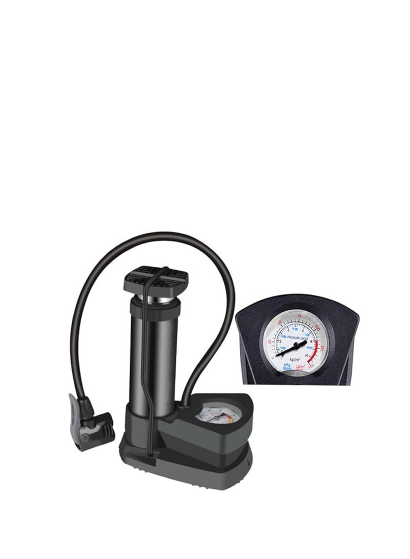 مضخة قدم، ملحقات دراجات، ومضخة هواء محمولة عالمية مع مقياس ضغط الإطارات، دراجة نارية، كرة قدم، سكوتر، سيارة، دراجة نارية، متعددة الاستخدامات - من متجر رانا - Image 2