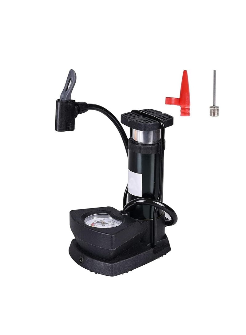 مضخة قدم، ملحقات دراجات، ومضخة هواء محمولة عالمية مع مقياس ضغط الإطارات، دراجة نارية، كرة قدم، سكوتر، سيارة، دراجة نارية، متعددة الاستخدامات - من متجر رانا - Image 1
