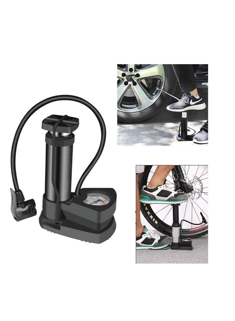 مضخة قدم، ملحقات دراجات، ومضخة هواء محمولة عالمية مع مقياس ضغط الإطارات، دراجة نارية، كرة قدم، سكوتر، سيارة، دراجة نارية، متعددة الاستخدامات - من متجر رانا - Image 3