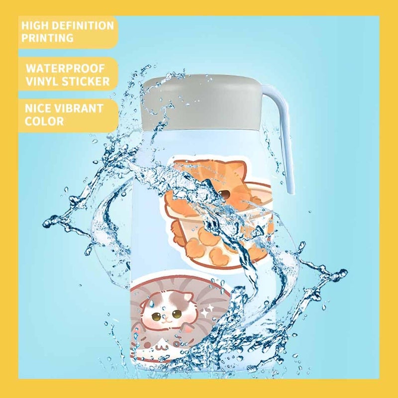 FNGEEN Cute Cat Stickers for Kids Teen Adults 100 Pack, Waterproof Kawaii Stickers Water Bottle Laptop Phone Case Scrapbooking, Cat Birthday Party Kawaii Gift Thing Stuff Item Boy Girl (Kawaii cat 100pcs) - Image 5