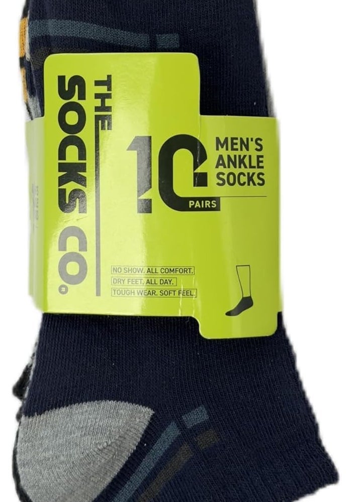 Men's Ankle Socks, Striped Design, 10 Pairs