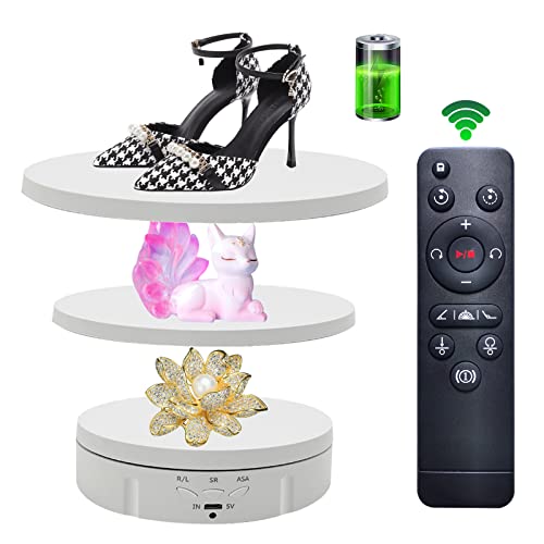JAYEGT 3in 1 Motorized Rotating Display Stand with 574708866 inch Replacement CoverMax 22lbs Load 360 Electronic Turntable for Photography Products 3 in1 Whitewith Remote Controller