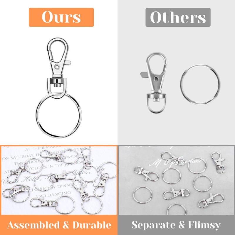 Audab Set of 50 Keychain Rings, Assembled Key Chain Clip Rings for Keychain Making - Image 3