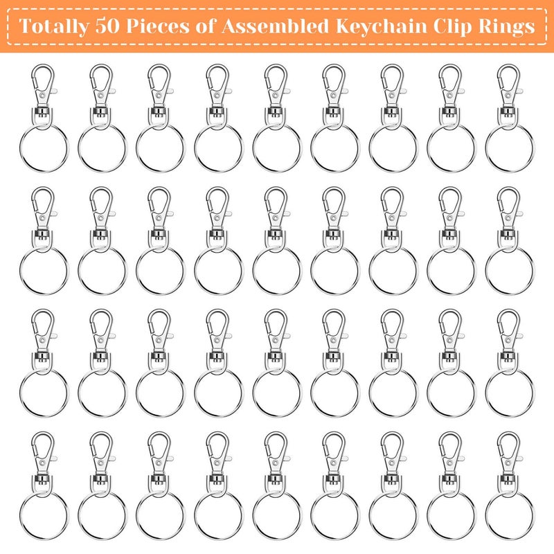 Audab Set of 50 Keychain Rings, Assembled Key Chain Clip Rings for Keychain Making - Image 2