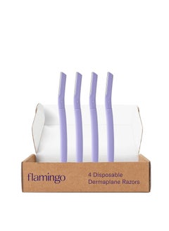 FLAMINGO Flamingo Dermaplane Razors, 4 Single Blade Disposable Dermaplane Razors for Women  - Image 1