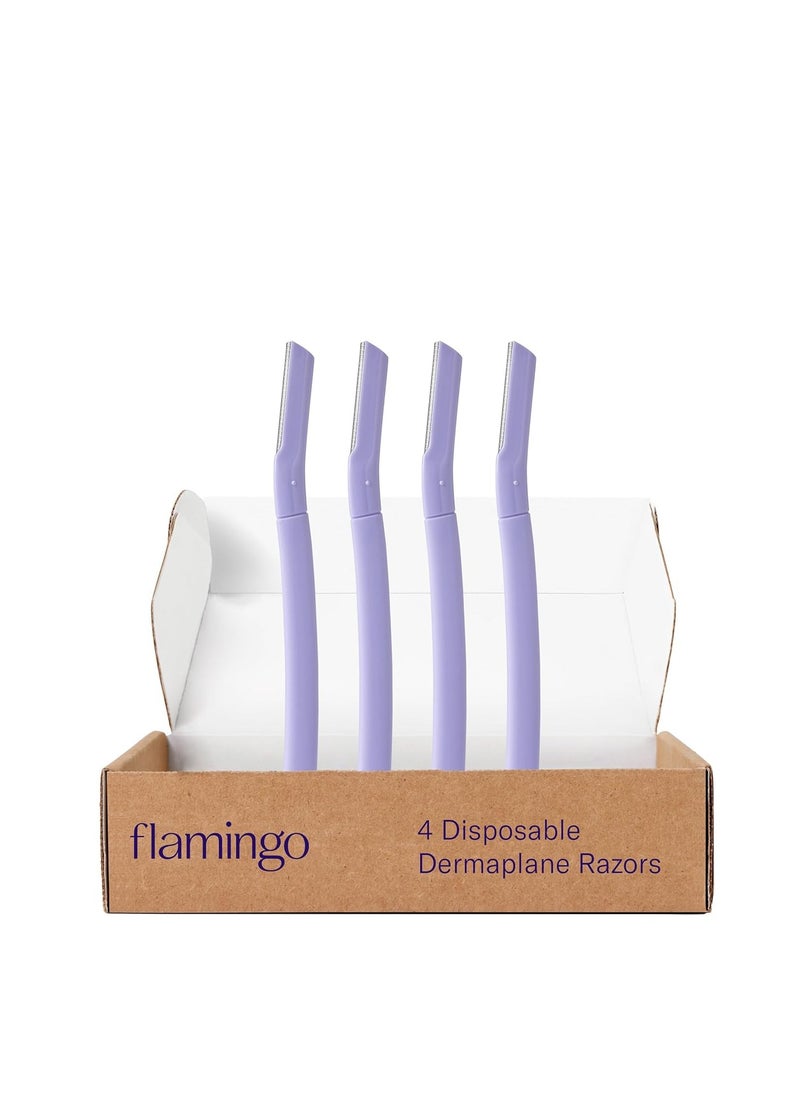FLAMINGO - Flamingo Dermaplane Razors, 4 Single Blade Disposable Dermaplane Razors for Women - Image 1