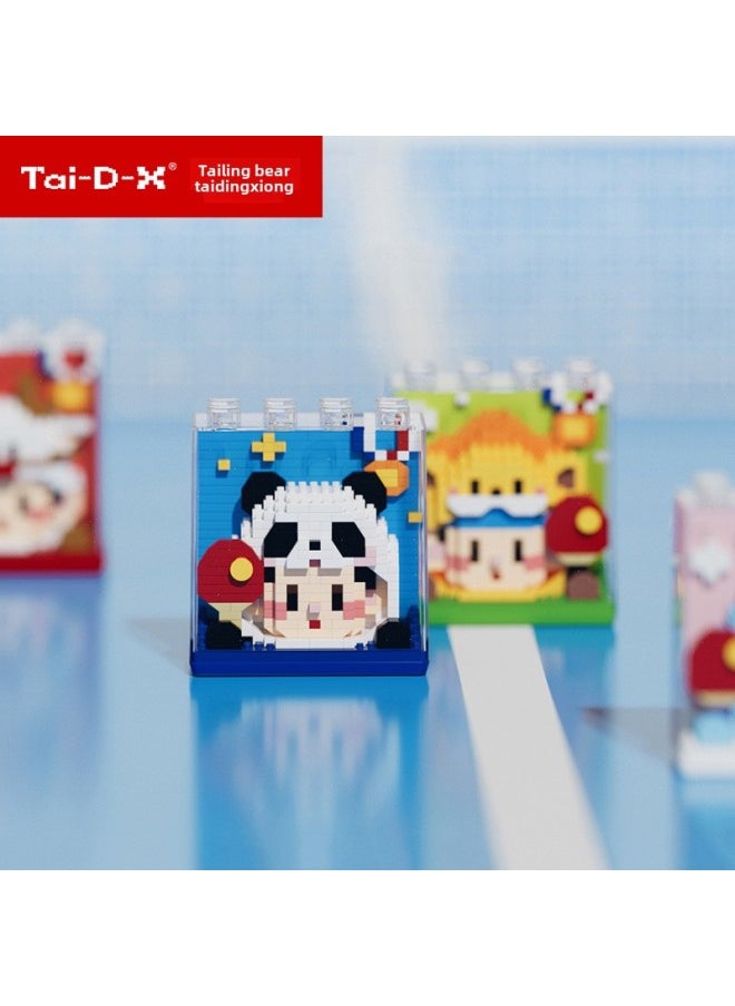 Ping-Pong Doll Microparticle Children's Educational Toy Building Blocks Assembled Small Particle Desktop Ornaments Compatible With Lego-Color:6103-5mini Panda