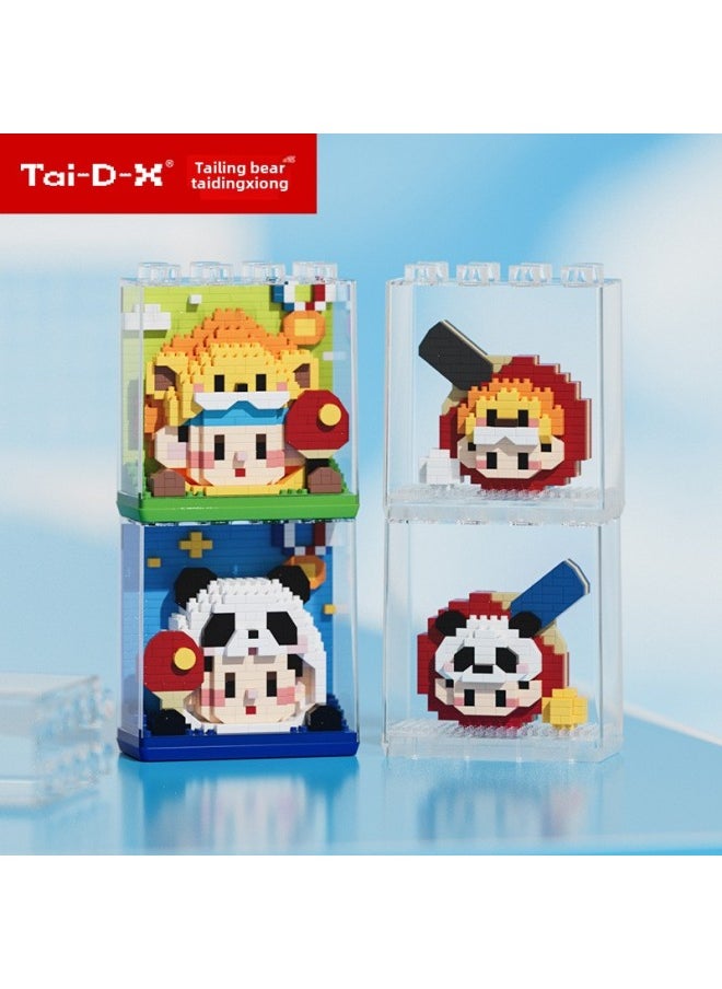 Ping-Pong Doll Microparticle Children's Educational Toy Building Blocks Assembled Small Particle Desktop Ornaments Compatible With Lego-Color:6103-5mini Panda
