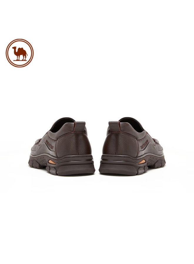 CAMELJEANS Camel Men's Business Casual Leather Loafers Soft Leather Soft Sole Classic Men's Shoes P13a211016 Brown 44 - Image 4